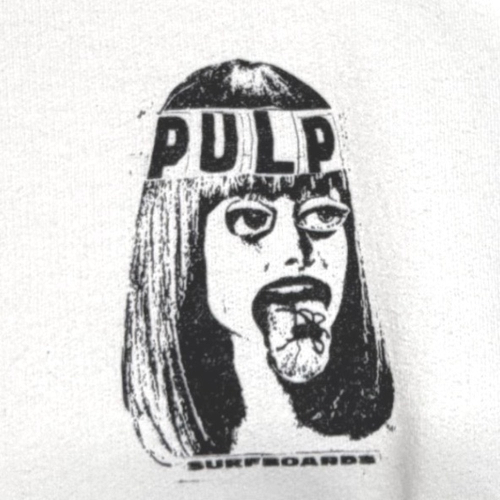 Pulp Surfboards Graphic Hoodie White Gildan Heavy‎ Blend Size Large